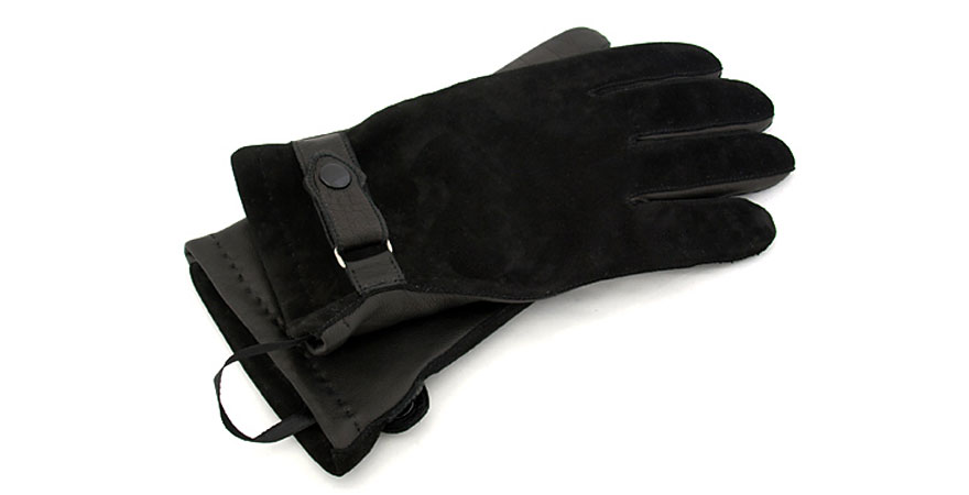 męskie rękawiczki skórzane ocieplane, zapinane paskiem, Kuc MZ-MD1-P